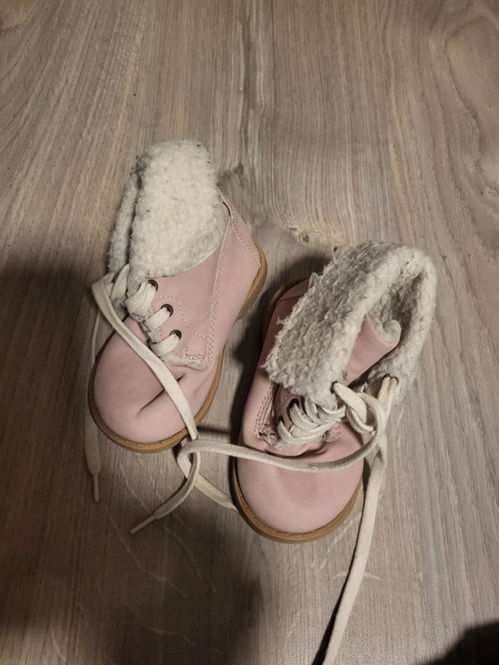 Bottine fille rose poudrée 21