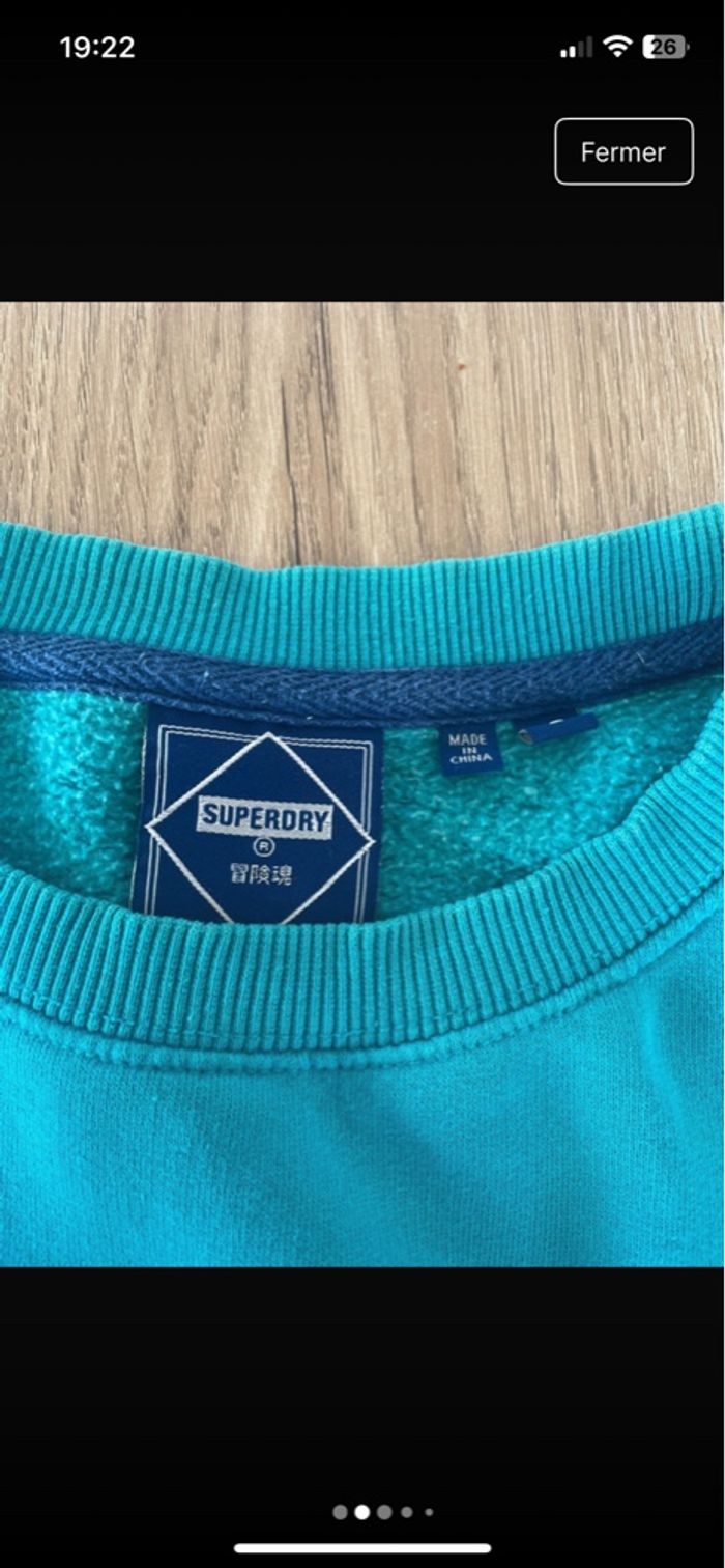 Sweat Superdry bleu turquoise - Taille L