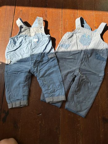 Salopettes rayées bleues Obaïbi 6 mois