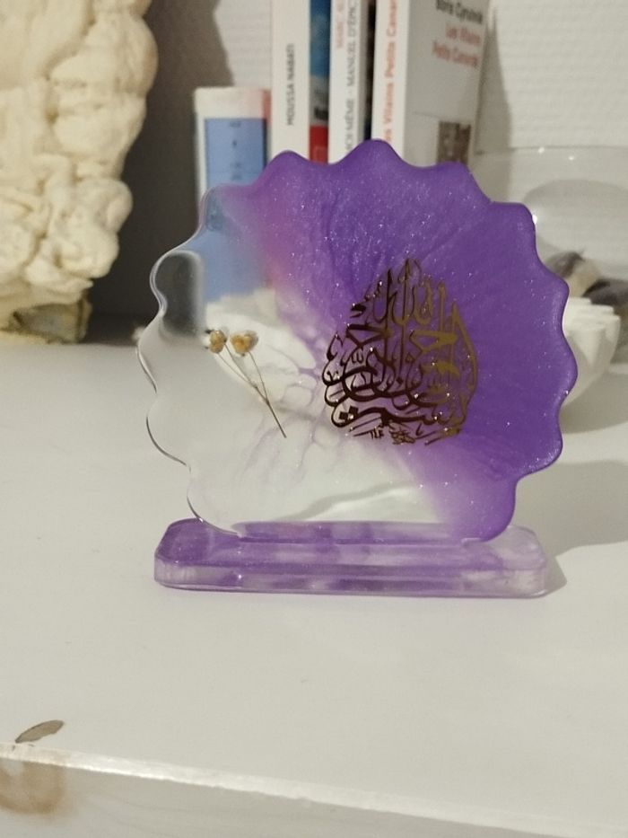 idée cadeau ornement bureau coiffeuse couvre tasse en résine et fleur naturelle abr001 - photo numéro 2