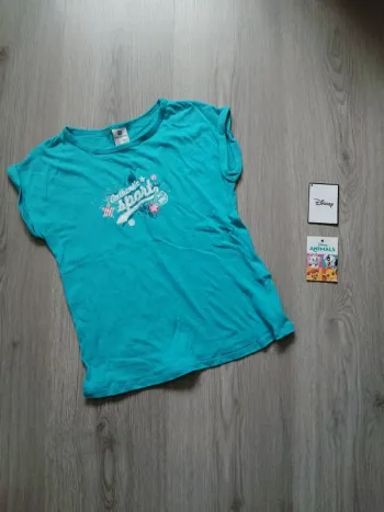 Tee-shirt bleu à message avec étoiles / domyos / (8ans)