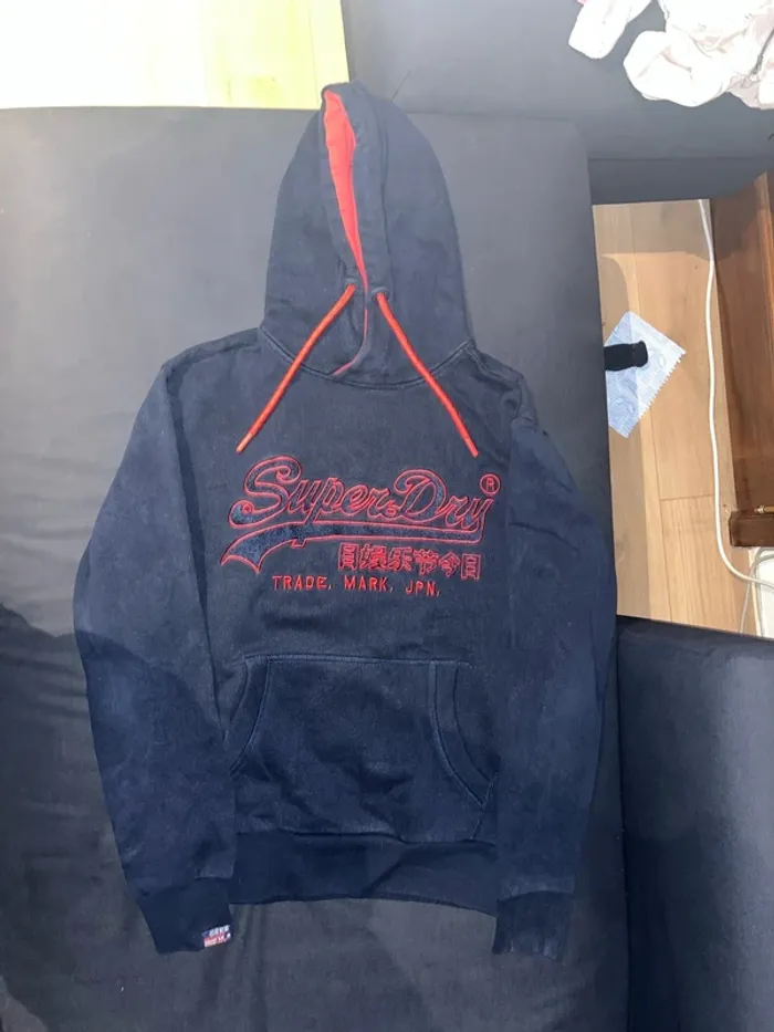 Pull à capuche, sweat-shirt superdry bleu foncé taille M