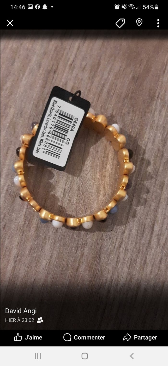 Bracelet en pierre doré fantaisie pour femme - photo numéro 2