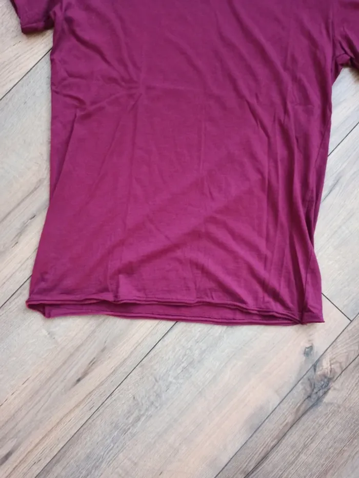 Tee shirt uni bordeaux homme L droite - photo numéro 3