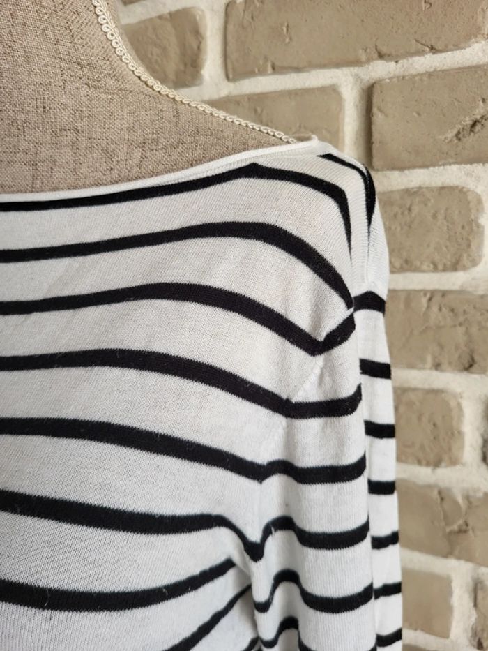 Pull marinière à rayures noires Manoukian - 100% coton - photo numéro 3