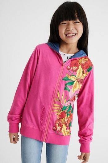 Gilet sweat rose à capuche réversible fille 9-10 ans DESIGUAL NEUF