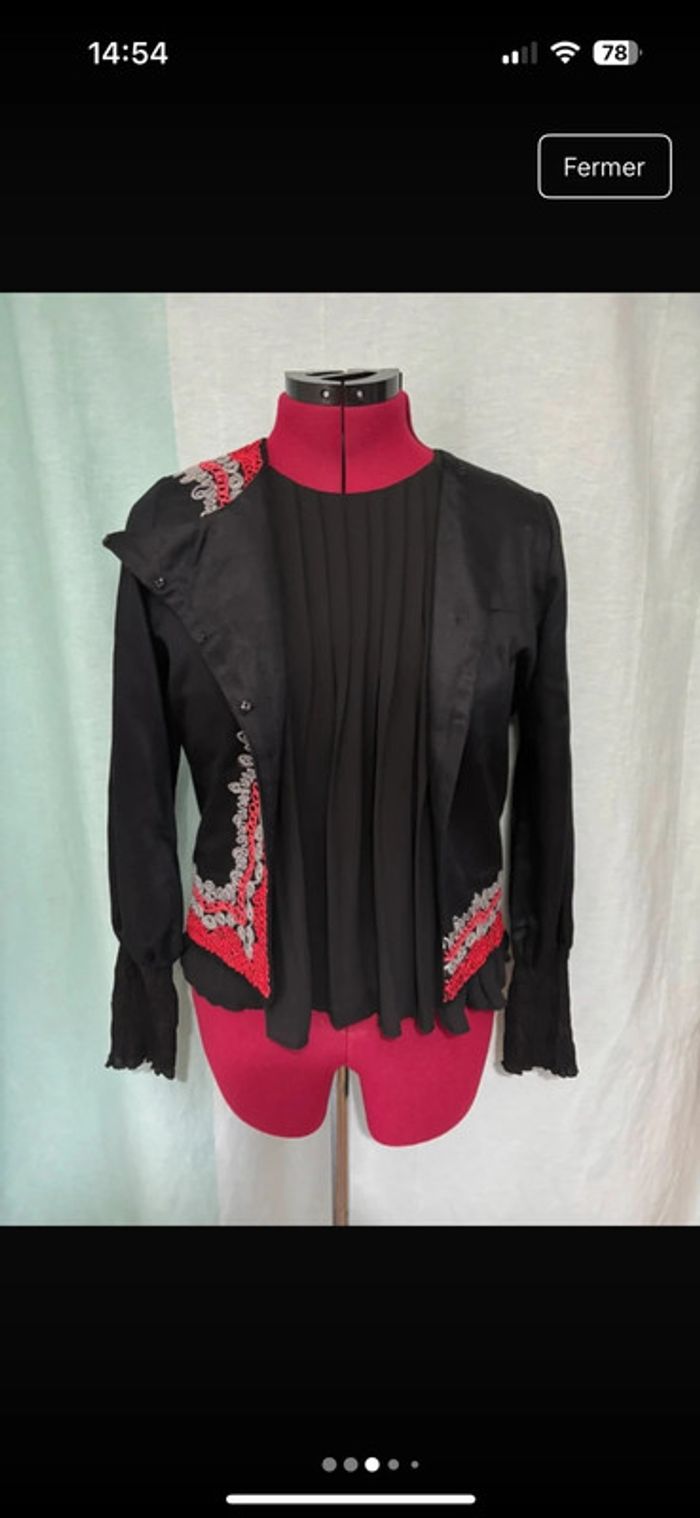 Superbe veste chic noire avec broderies Yokana S/36 - photo numéro 3