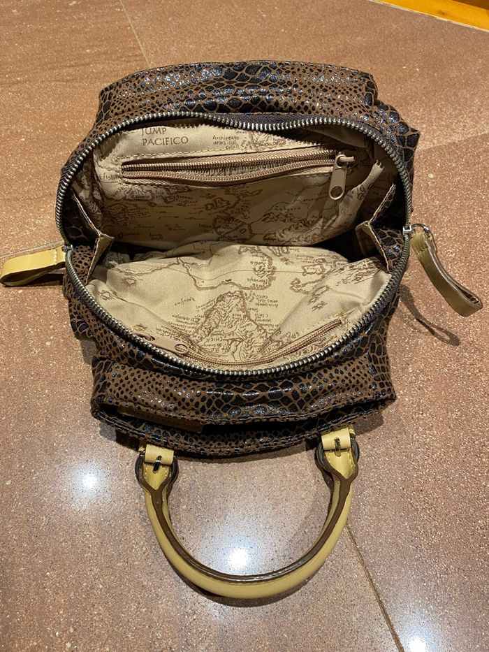 Sac à main marron façon croco tissu neuf - photo numéro 2