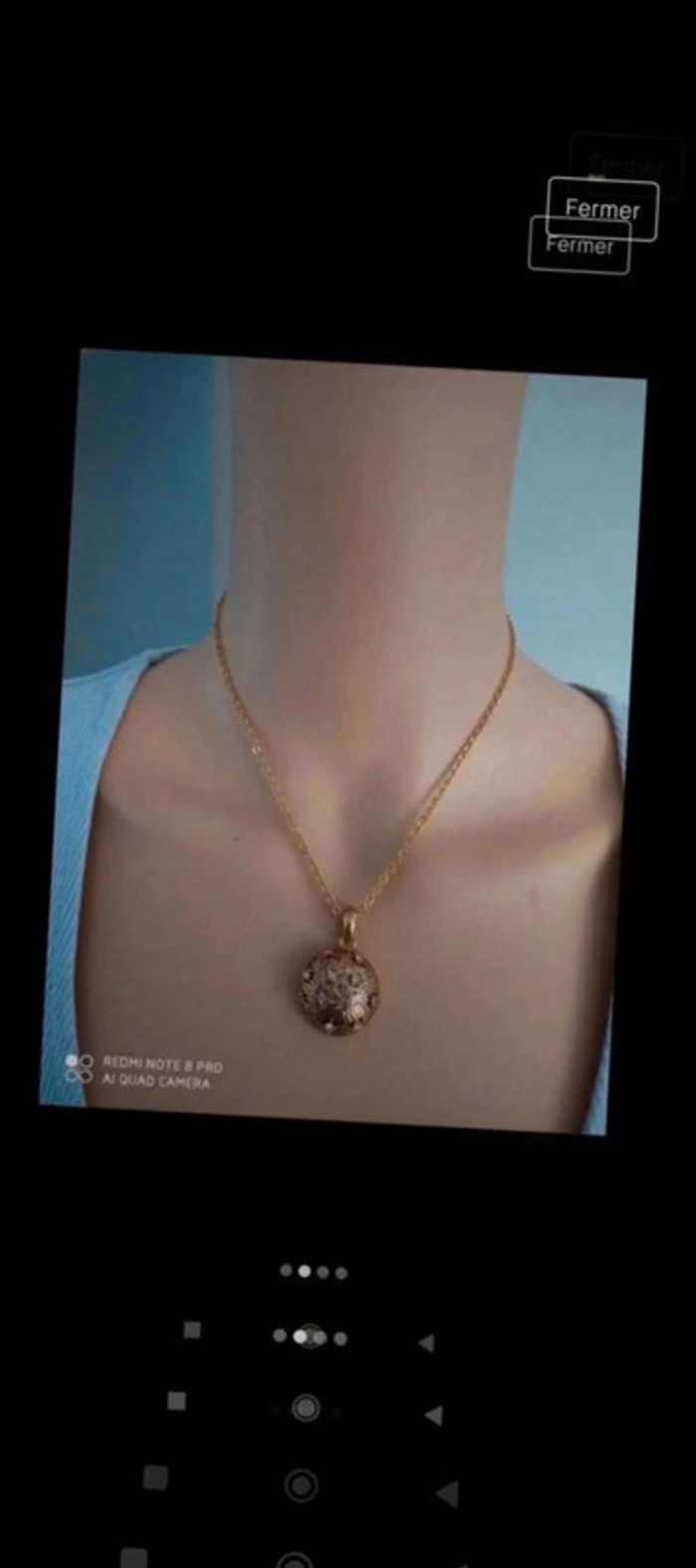 Collier pendentif rond  doré  rose - photo numéro 2