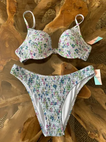 Maillot de bain 2 pièces Ardene swim bleu fleurs L