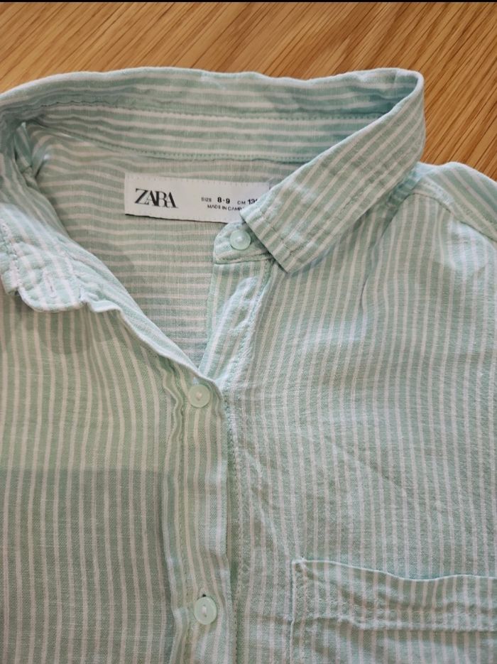 Chemise manches longues rayures vert et blanc - photo numéro 2