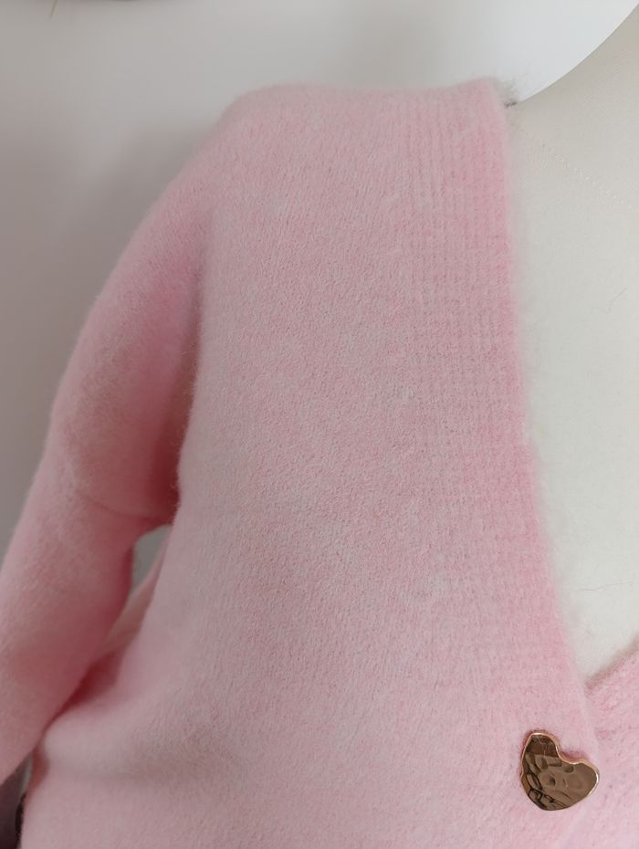 Sublime gilet doux rose avec coeurs t.u 36/42 - photo numéro 4