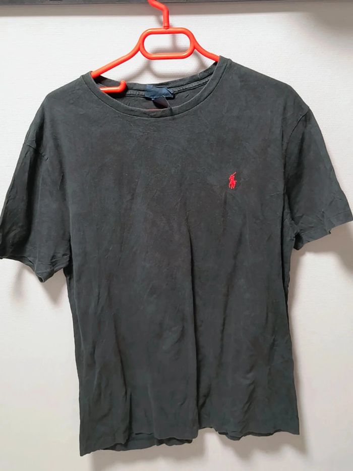 T-shirt noir Ralph Lauren vintage - Logo rouge brodé - Taille M - photo numéro 2