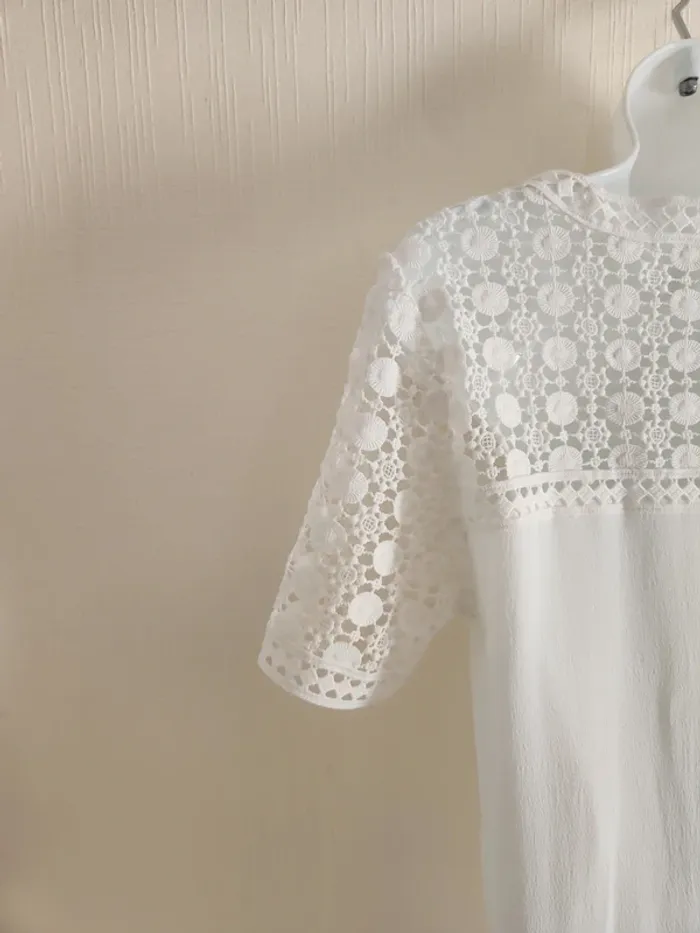 Blouse blanche manches dentelle courtes 123 36 - photo numéro 9