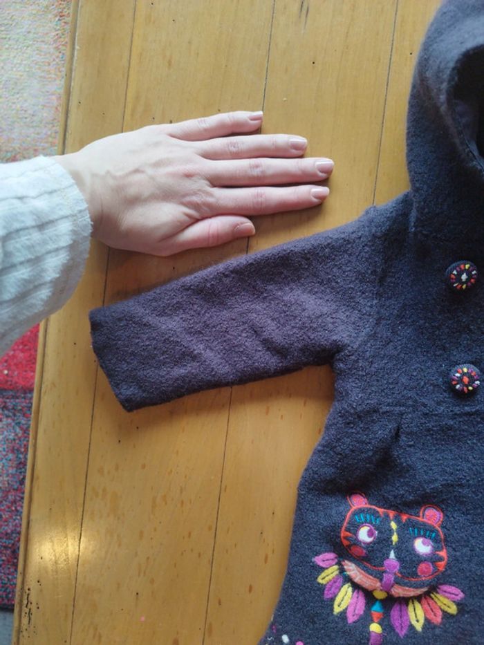 Manteau long chaud en laine dpam 6 mois très bon état - photo numéro 5