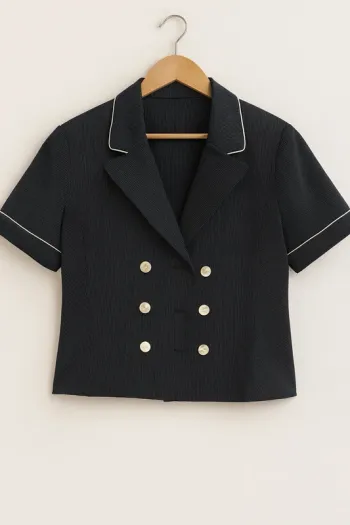Veste courte à rayures bleu marine - Taille L