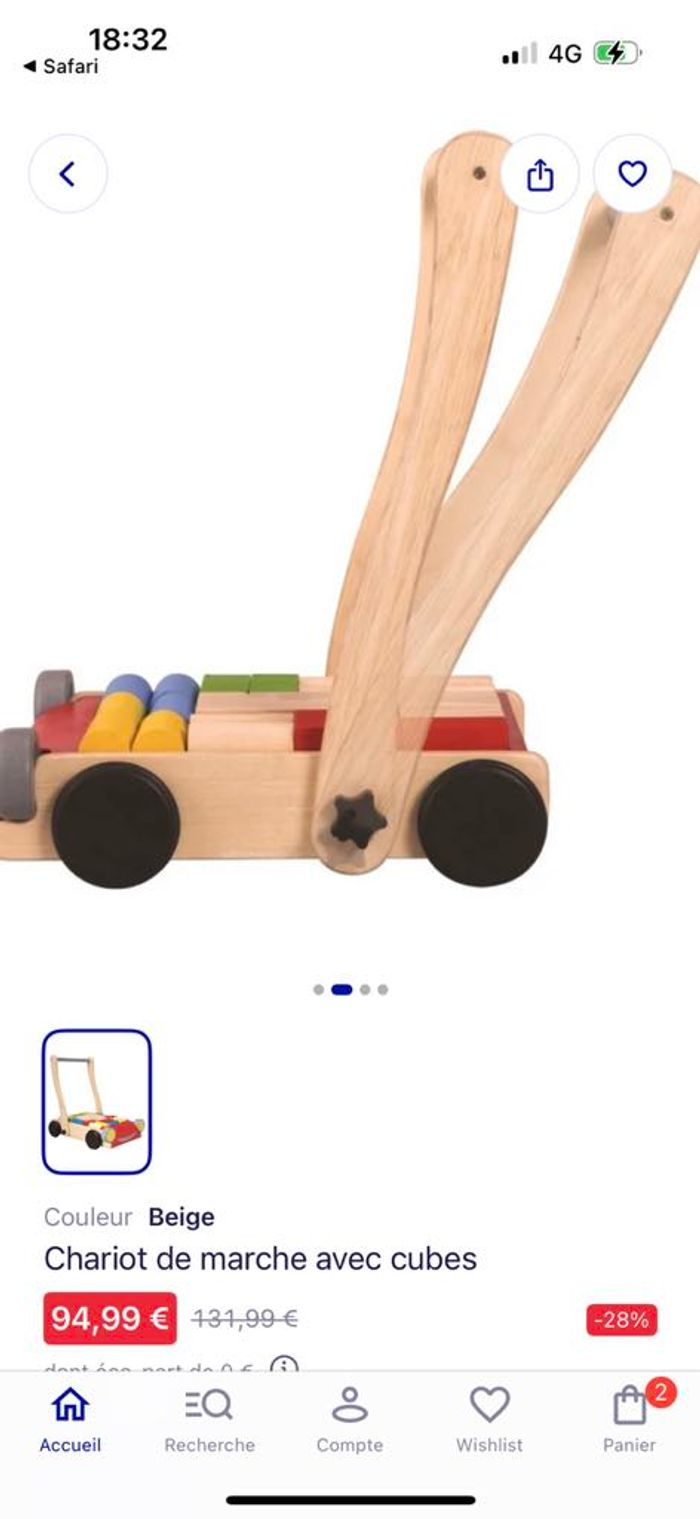 chariot de marche en bois plan toys - photo numéro 6