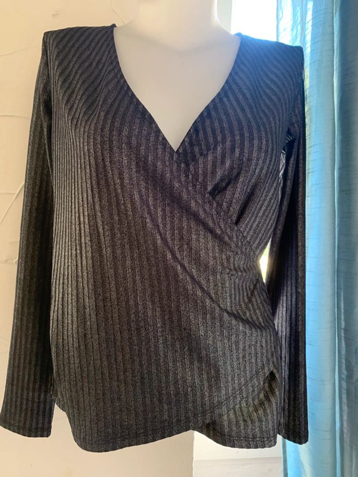 Teeshirt Promod taille38 manches longues bleu brillant - photo numéro 2