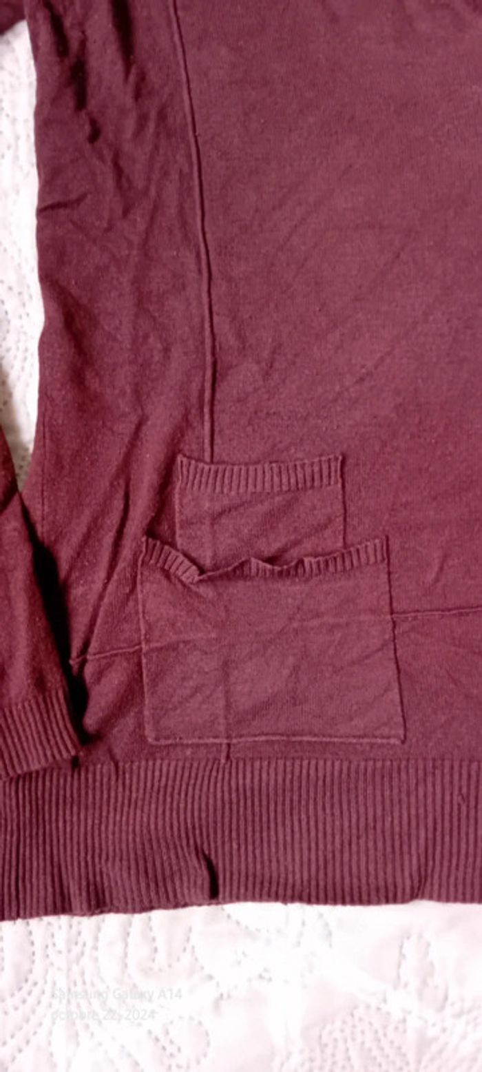 Pull court col V avec poches bordeaux femme taille 38/40 DDP - photo numéro 7