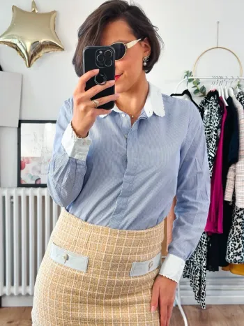 Chemisier blouse Claudie Pierlot bleue rayée taille 38