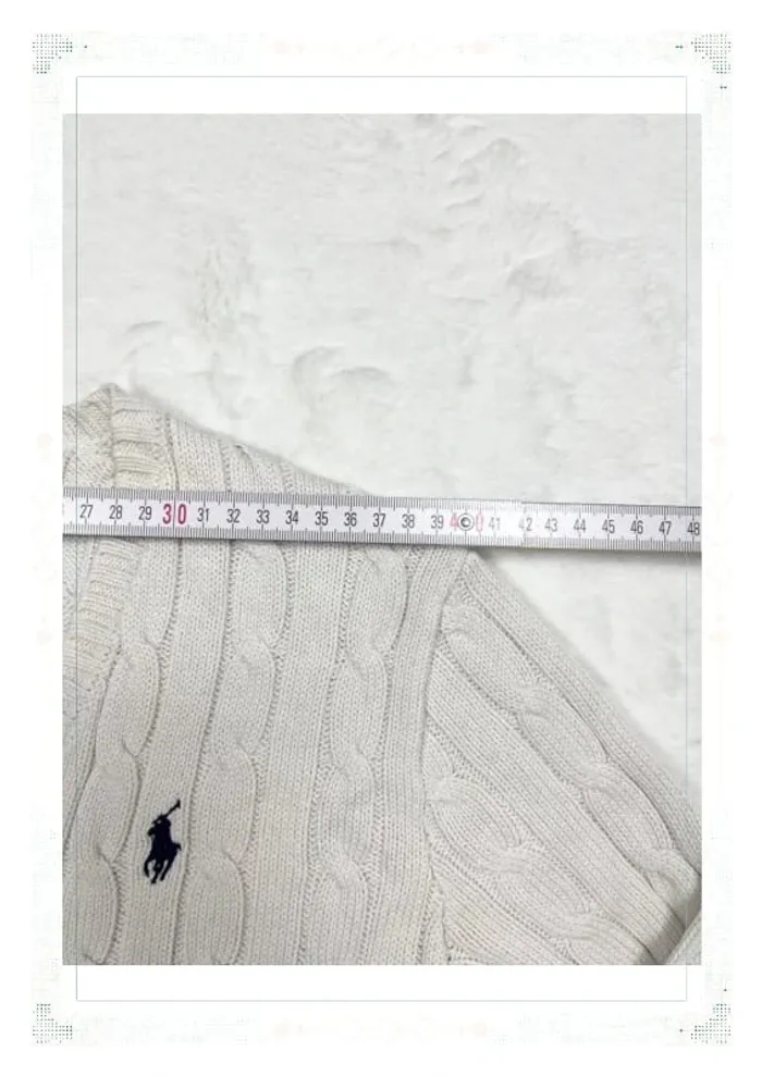 Ralph Lauren pull torsadé blanc femme taille M coton col V - photo numéro 13