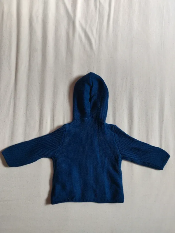 Gilet bébé Impidimpi bleu a capuche taille 6/9 mois - photo numéro 2