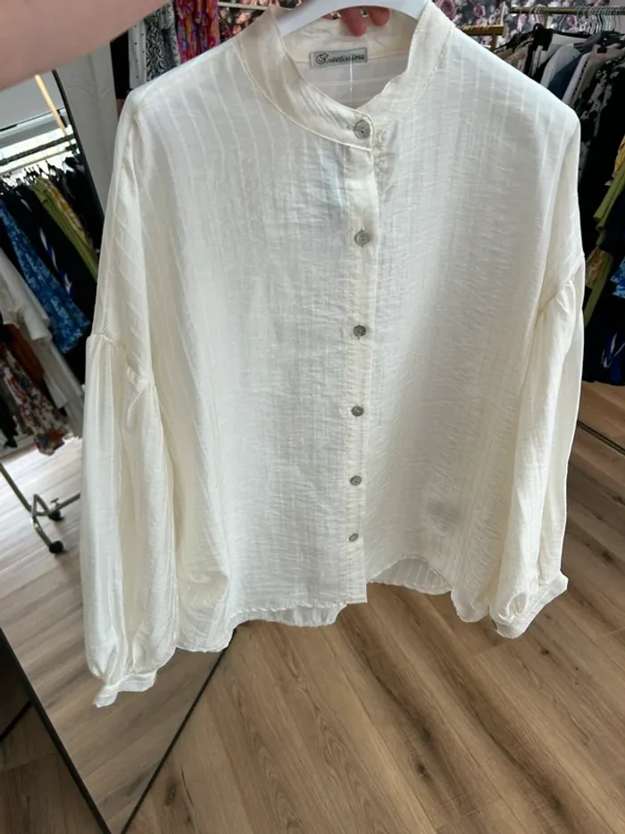 Top femme chemise femme crème chemisier femme blouse femme taille 38 taille 40 - photo numéro 4