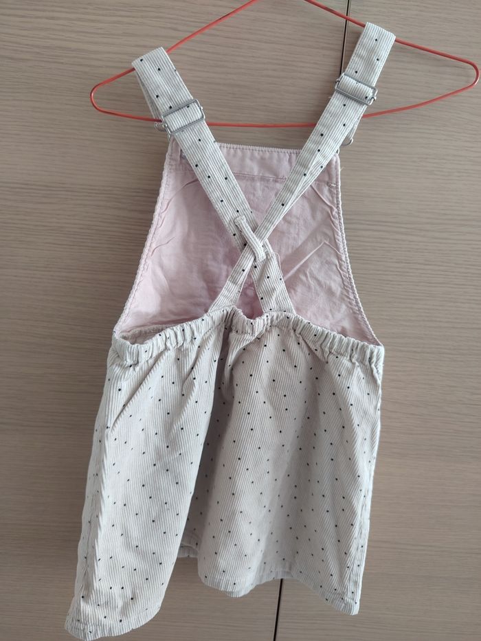 Robe saloptte, Zara, 4-5 ans, velours côtelé beige pois noir, bretelles ajustables cm - photo numéro 2