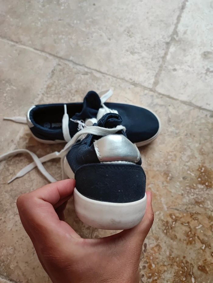 Chaussure en toile neuve bleu marine et argent fille - photo numéro 3