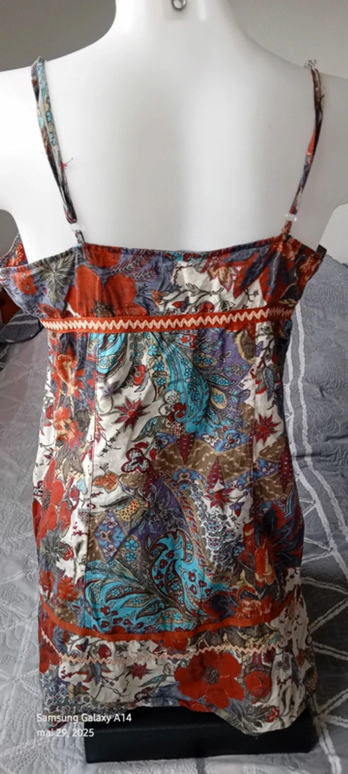 Tunique longue fines bretelles motif floral avec paillettes bordeaux femme 38/40 promod - photo numéro 9