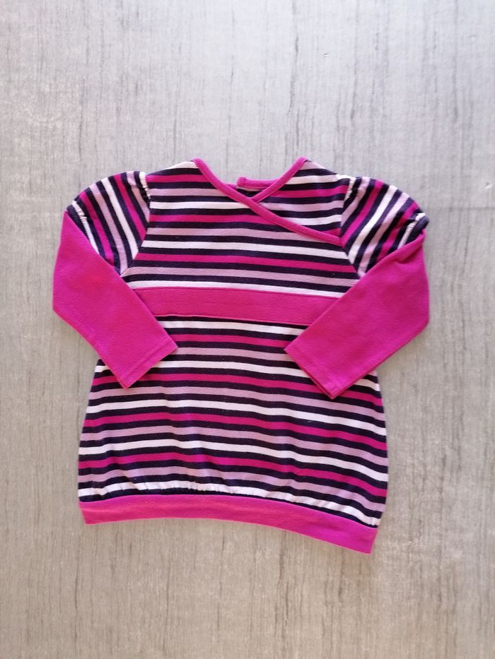 Robe/ tunique manches longues rayée 12 mois
