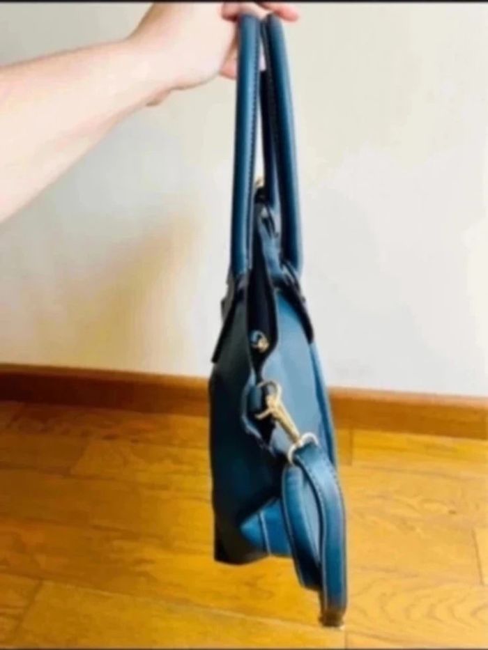 Sublime sac à main bleu turquoise canard avec poignée et bandoulière - photo numéro 5