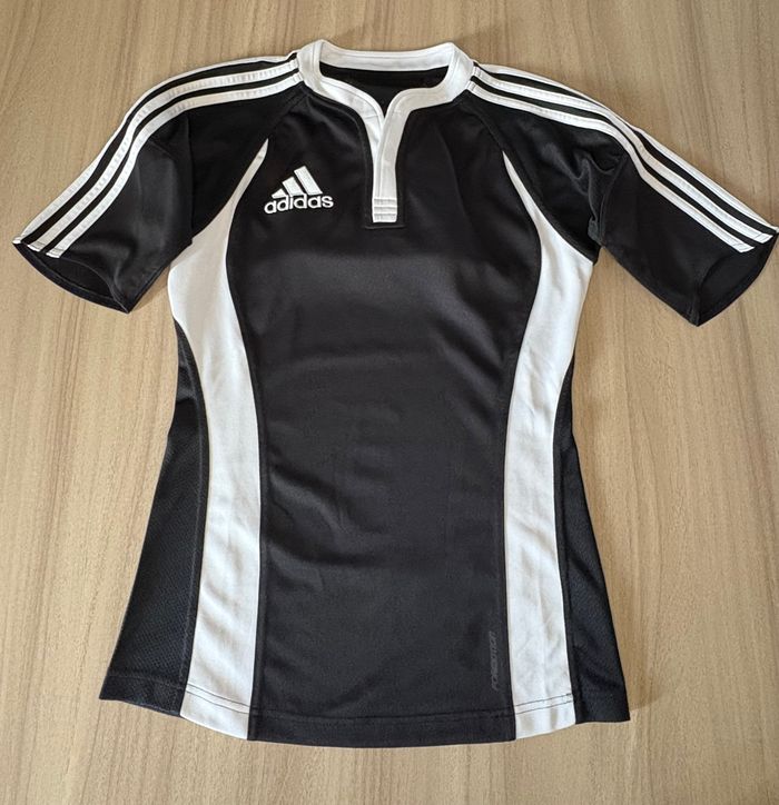 T-shirt Adidas vintage noir – Année 2008 -Bandes blanches & gros logo – Taille M - photo numéro 2