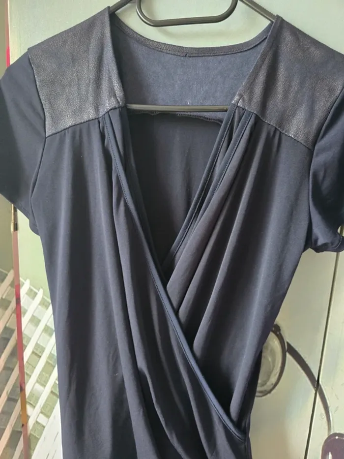Robe femme bleu marine bi-matière – Taille S - photo numéro 4