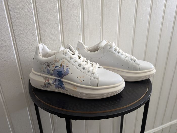 Baskets Blanches Plateforme Dessin Stitch - Amfashion Sport T. 38