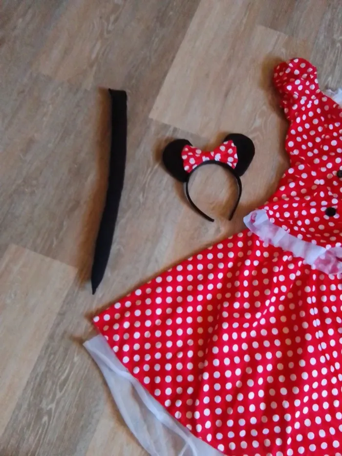 Déguisement fille 7 9 ans souris minnie année folle pois rouge blanc - photo numéro 3
