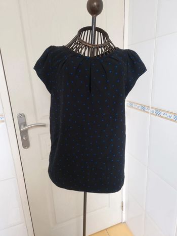 Tee-shirt noir à pois bleu femme zara taille S/36