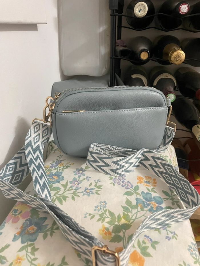 Sac bandoulière large en cuir PU bleu neuf - photo numéro 11