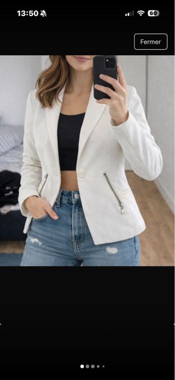 veste blazer blanche ZARA - ligne Trafaluc, modèle femme. S / 36 / 8 • Très bon état • Zara