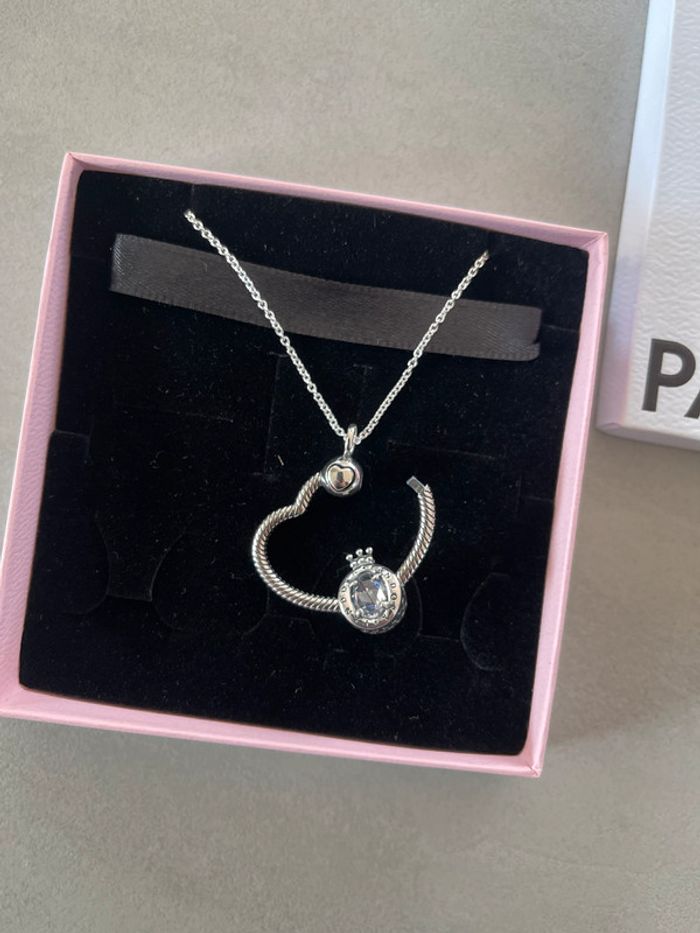Collier pandora avec chaînette Pendentif à charms Cœur Moments - photo numéro 2