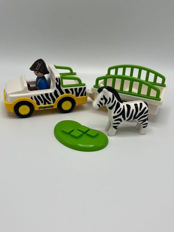 Playmobil 123 voiture gardien de zoo avec zèbre