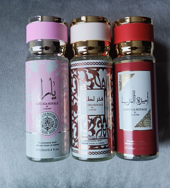Lot 3 brumes corps femme 100ml – fakhar femme, yara rose, ameerat al arab – parfum luxury neuf