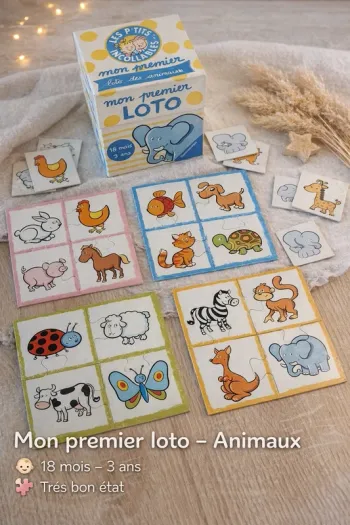 🐘 Mon premier loto des animaux – Les P’tits Incollables – 18 mois à 3 ans