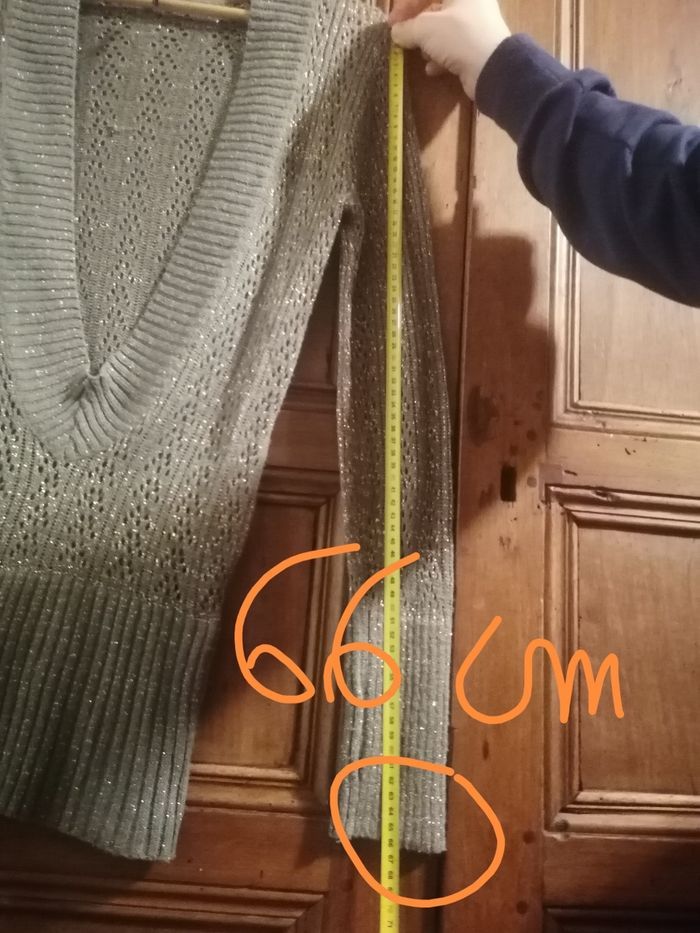 Pull coton col V plongeant femme S - photo numéro 10