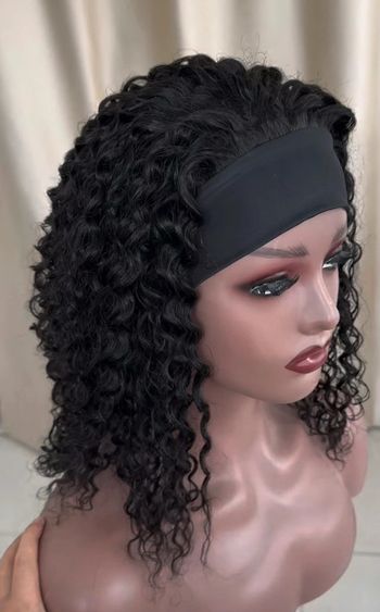 Perruque bandeau 14 pouces boucle noir cheveux naturels