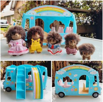 Sylvanian Families 🌈 Bus arc-en-ciel sunshine 🌈 avec famille Herisson