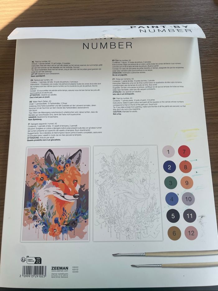 Peinture par numéros renard A3 - photo numéro 2