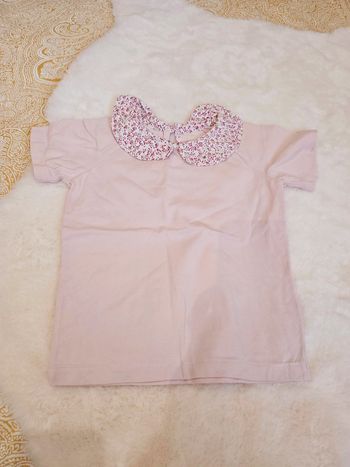 Tee shirt manche courte cole claudine
