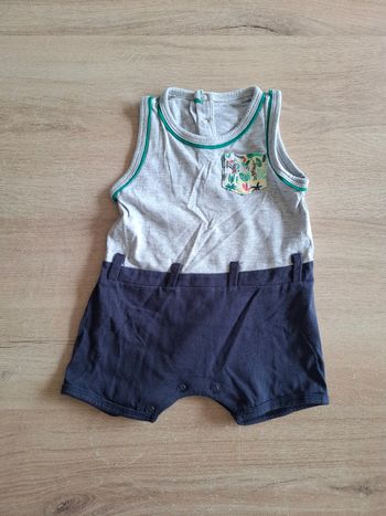 Combishort grise et bleue bébé garçon Kimadi 3 mois été