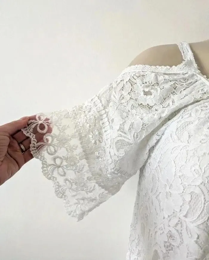 Blouse d'été en dentelle - Made in Italy - taille 38 - photo numéro 3